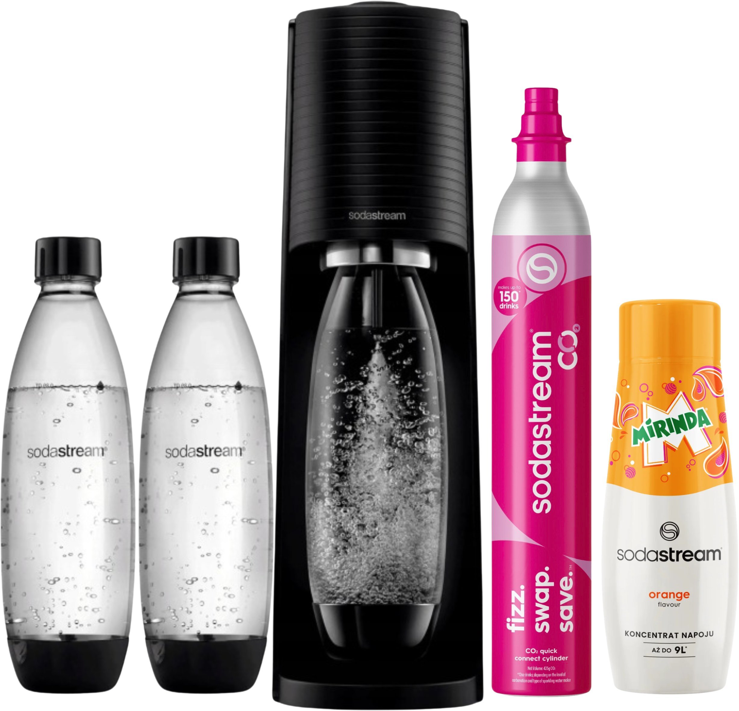 Saturator Sodastream Saturator SodaStream TERRA do gazowania wody 2 butelki 1L + Syrop MIRINDA