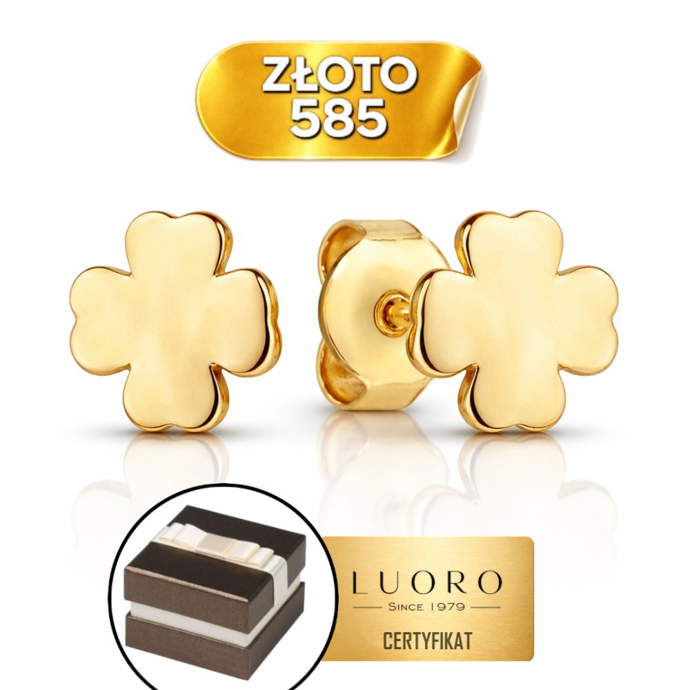 KOLCZYKI ZŁOTE 585 14K KONICZYNKA 8 MM ŻÓŁTE ZŁOTO SZTYFT ELEGANCKIE