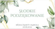 Wesele i ślub - Naklejki personalizowane na pudełka na ciasto z listkami - 30 szt. - miniaturka - grafika 1