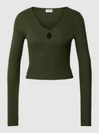 Bluzki damskie - Bluzka z długim rękawem i wycięciem model ‘MAYA’ - miniaturka - grafika 1