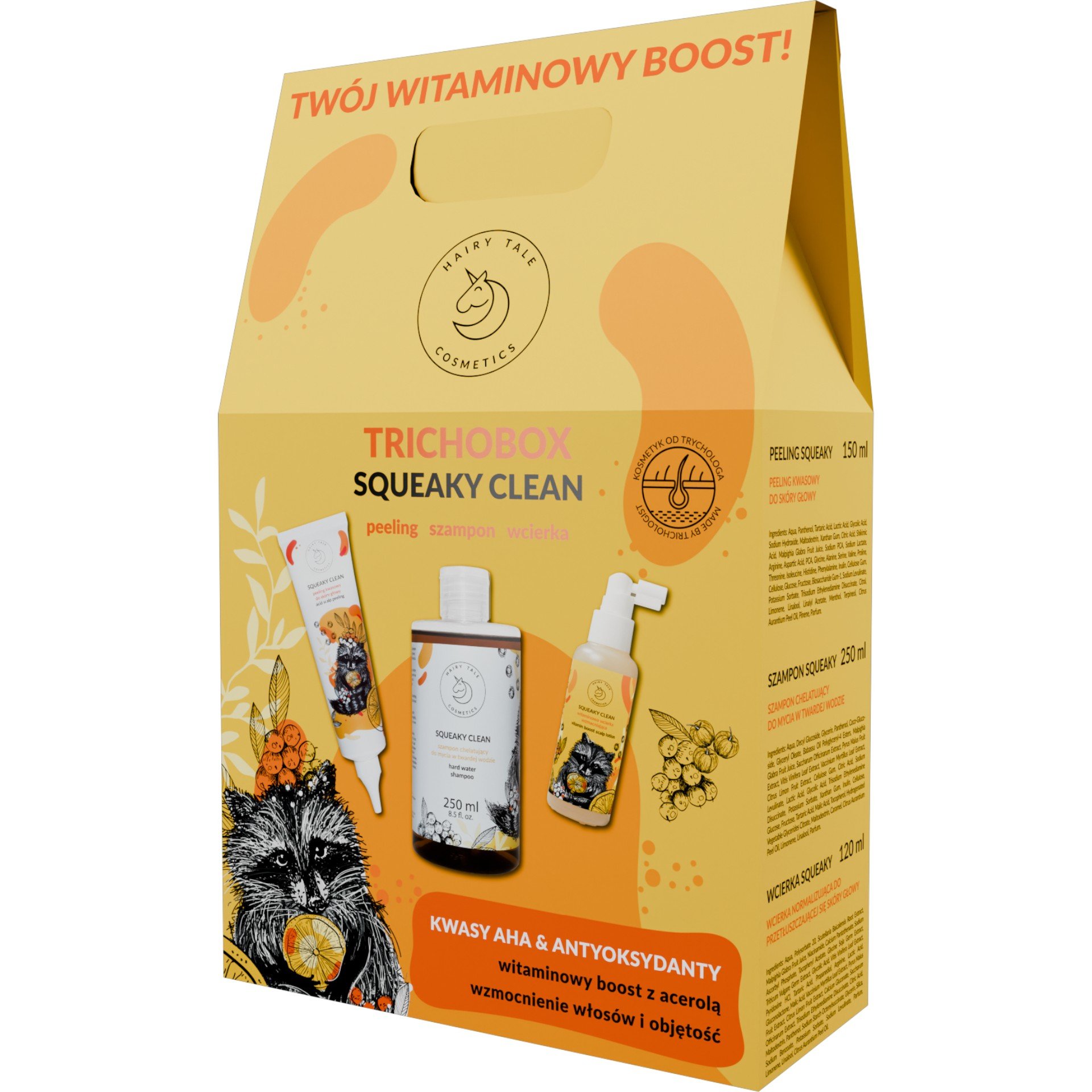 Hairy Tale zestaw Trichobox Squeaky Clean: Peeling + Szampon + Wcierka
