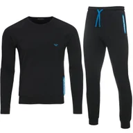 Dresy męskie - Emporio Armani dres męski czarny komplet bawełna S - miniaturka - grafika 1