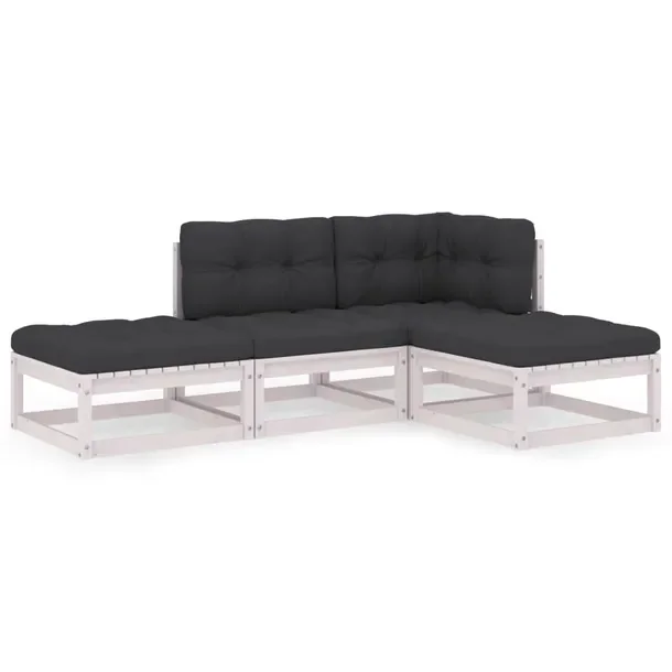 Ogród Relax - zestaw mebli wypoczynkowych, biały, poduszki antracytowe
