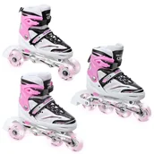 Rolki - Croxer, Rolki Wrotki 3w1, Novum, biało-różowe, rozmiar 31/34 - miniaturka - grafika 1