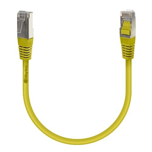 Waytex 33802 Kabel sieciowy RJ45 Cat 6a S/FTP 500 MHz ekranowany 100% miedź LSZH bez halogenu - kompatybilny z PC, drukarką, pudełkiem, routerem, przełącznikiem sieciowym, konsolami do gier, TV - 0,5