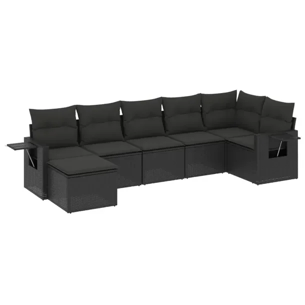 Zestaw mebli ogrodowych z rattanu PE, czarny, modułowy, wymiary: 62x62x69