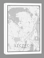 Obrazy i zdjęcia na płótnie - Szczecin mapa czarno biała - obraz na płótnie Wymiar do wyboru: 70x100 cm - miniaturka - grafika 1