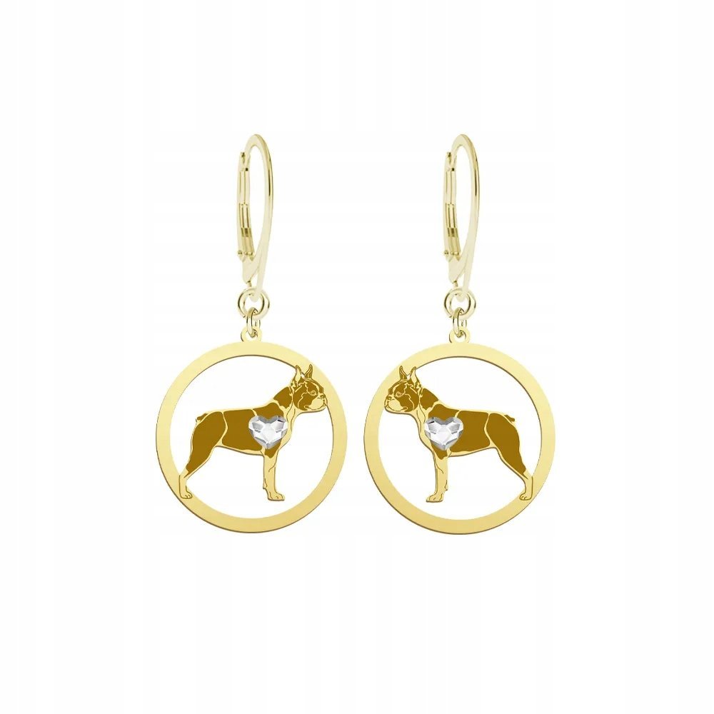 Kolczyki Złote z psem Boston Terrier 925 Kobieta Biżuteria GRAWER GRATIS