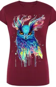 Koszulki i topy damskie - Kolorowa Sowa Piękny T-shirt Damski Modny Rozm.XL - miniaturka - grafika 1