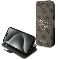 Etui i futerały do telefonów - Guess GUBKP15X4GMGBR iPhone 15 Pro Max 6.7" brązowy/brown book 4G Metal Logo - miniaturka - grafika 1