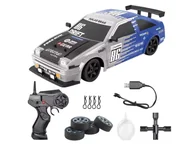 Zabawki zdalnie sterowane - DUŻY Samochód Do Driftu Auto RC Drift 1:16 2,4 GHz PARA DYM Srebrna Toyota 4WD LED - miniaturka - grafika 1
