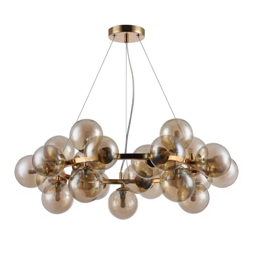 Italux Wisząca LAMPA hygge CABELLA PND-5252-25-GD-CGN szklana OPRAWA kule balls molekuły bubbles chrom koniak PND-5252-25-GD-CGN