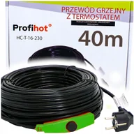 Pozostałe akcesoria sieciowe - KABEL GRZEWCZY PRZEWÓD GRZEJNY Z TERMOSTATEM do rynny rur 230V 640W 40M - miniaturka - grafika 1