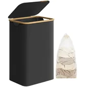 Kosze na bieliznę - Czarny kosz na pranie z pokrywą 90 L - miniaturka - grafika 1