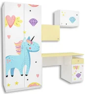 Zestawy mebli dla dzieci - Biało-żółty zestaw mebli dla dzieci z biurkiem L9-M89 - miniaturka - grafika 1