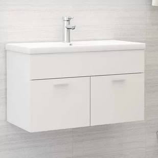 vidaXL vidaXL Szafka pod umywalkę, biała, 80x38,5x46 cm, płyta wiórowa - Szafki łazienkowe - miniaturka - grafika 1