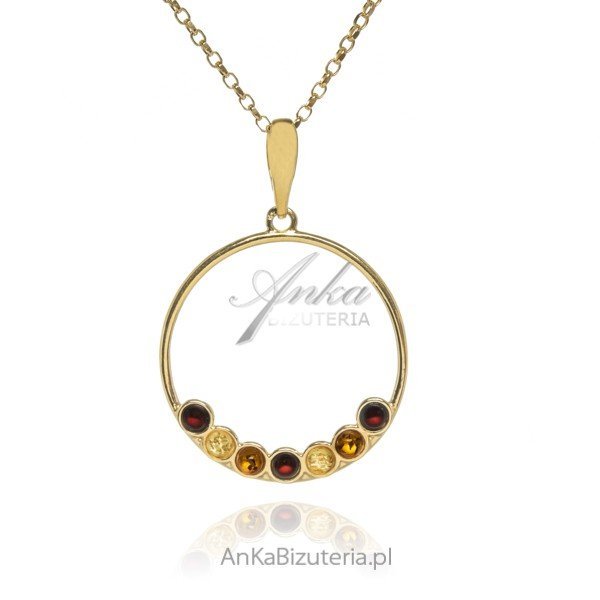 ankabizuteria.pl Zawieszka srebrna pozłacana z kolorowym bursztynem