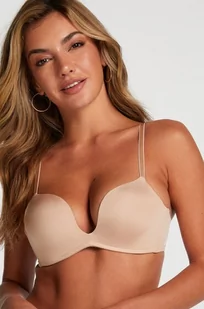 Hunkemöller Usztywniony biustonosz push-up z fiszbinami Deep-V Beżowy - Biustonosze - miniaturka - grafika 1