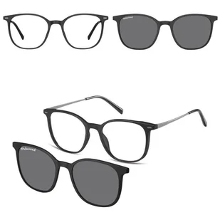 Owalne okulary pod korekcję z polaryzacyjną nakładką przeciwsłoneczną CLIP-TRC-194-1 - Okulary korekcyjne, oprawki, szkła - miniaturka - grafika 1