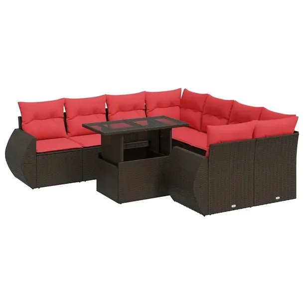 Zestaw mebli ogrodowych brązowy z rattanem PE, wymiary 62x62x69 cm, 55x62x