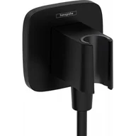Akcesoria do armatury i ceramiki - Hansgrohe FixFit Q przyłącze kątowe z uchwytem prysznicowym czarny mat 26887670 - miniaturka - grafika 1