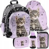Plecaki szkolne i tornistry - Plecak szkolny dla dziewczynki tornister 1-3 klasa Kot z kotem Zestaw - miniaturka - grafika 1