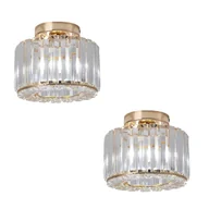 Lampy sufitowe - Żyrandol wiszący, kryształowy design, wystrój domu, złoty B 2 sztuki, ciepły biały - miniaturka - grafika 1