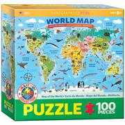 Puzzle - Eurographics Puzzle 100 Smartkids Illustrated Map of the World 6100-5554 - - miniaturka - grafika 1