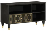 Szafki RTV - Czarna szafka pod telewizor z drewna mango F6-P99 - miniaturka - grafika 1