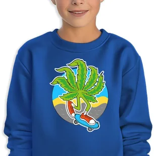Bluza Dziecięca Granatowa Skate Weed Wysoka Jakość Mix Wzorów -128 Cm (7-8) - Bluzy dla dziewczynek - miniaturka - grafika 1