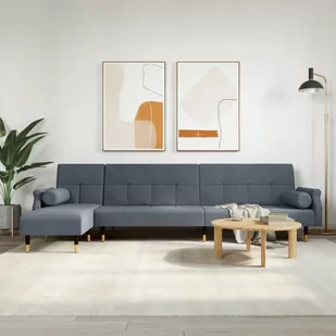 Sofa rozkładana L, ciemnoszara, 271x140x70 cm, aksamit Lumarko! - Narożniki - miniaturka - grafika 1