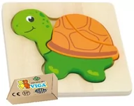 Zabawki sensoryczne - Drewniana Układanka ŻÓŁW PUZZLE dla niemowląt dzieci 1 2 3 latka Viga zabawka montessori - miniaturka - grafika 1