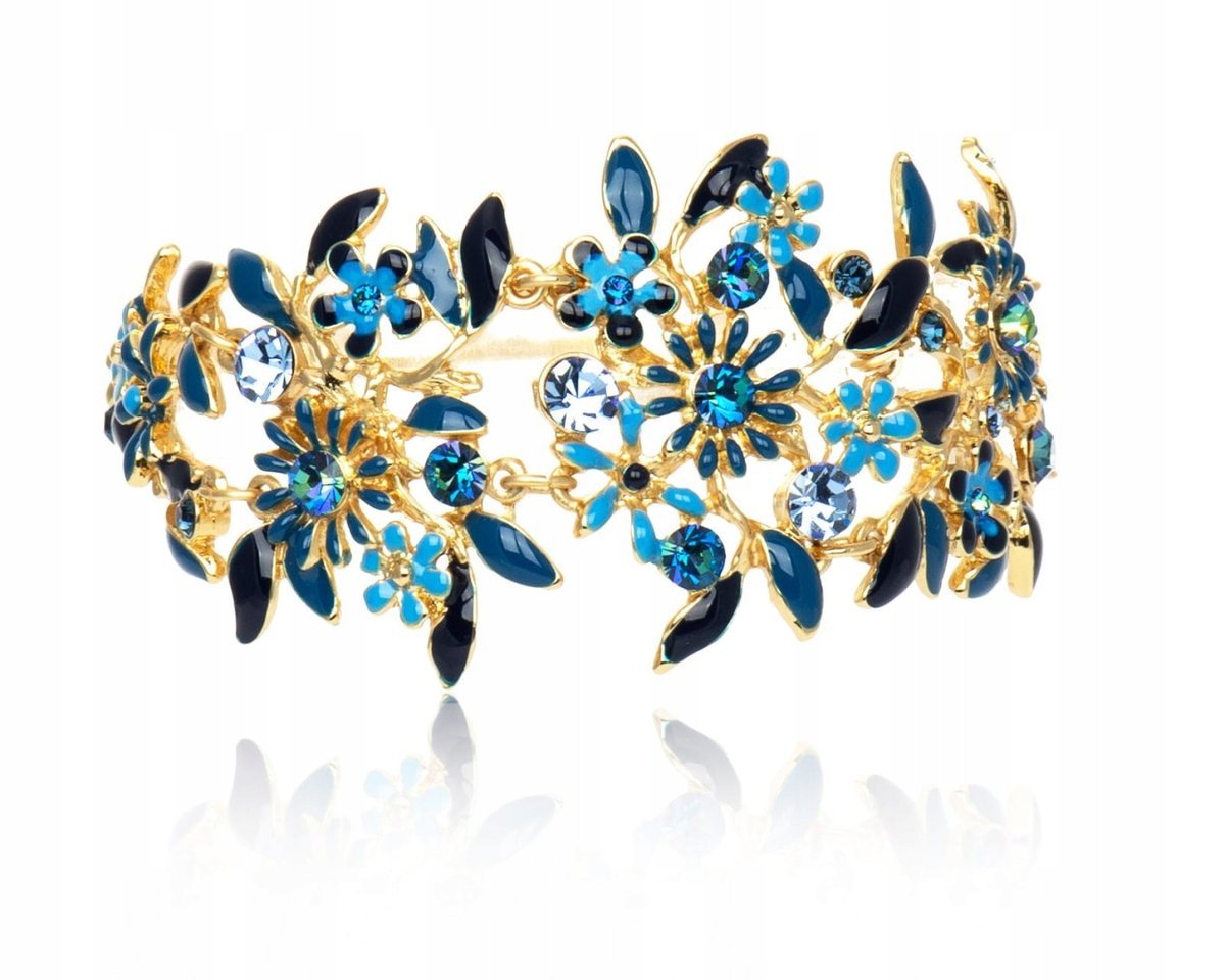 Bransoletka Niebieskie Kwiatuszki Z Kryształkami Z Kolekcji Blossom (B8157A