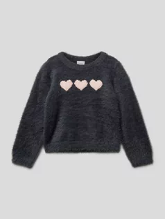 Swetry dla dziewczynek - Sweter z dzianiny z okrągłym dekoltem - grafika 1