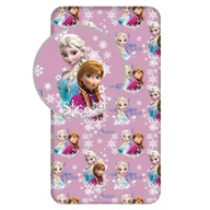 Prześcieradła dla dzieci - Prześcieradło bawełniane z gumką 90x200 Frozen Anna i Elsa różowe dla dzieci JF24 - miniaturka - grafika 1