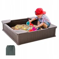 Place zabaw - Piaskownica kwadratowa plastikowa zamykana z pokrywą 123x123 cm - miniaturka - grafika 1