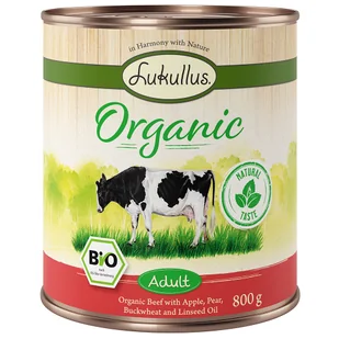 Korzystny pakiet Lukullus Organic Adult, 12 x 800 g - Wołowina z jabłkiem (bez glutenu) - Mokra karma dla psów - miniaturka - grafika 1