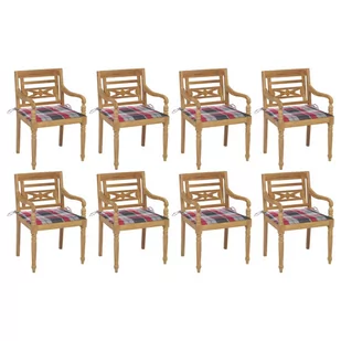 vidaXL Lumarko Krzesła Batavia z poduszkami, 8 szt., lite drewno tekowe! 3073362 - Fotele i krzesła ogrodowe - miniaturka - grafika 1