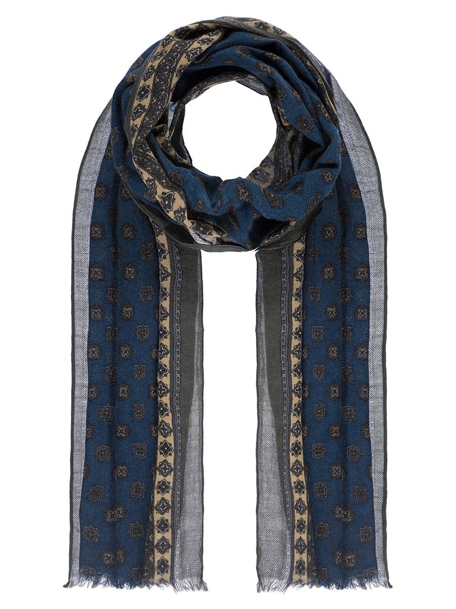 Szalik z małym wzorem miękki paisley oliwkowy Passigatti