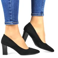 Czółenka - CZÓŁENKA NA OBCASIE SŁUPKU NOSEK W SZPIC SERGIO LEONE PB403 CZARNE ZAMSZOWE - miniaturka - grafika 1