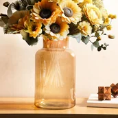 Wazony i flakony - Wazon TENNO szklany beżowy 14,5x14,5x25,5 cm HOMLA - miniaturka - grafika 1