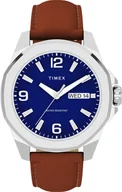 Zegarki męskie - Zegarek Timex TW2W92800 Essex Day & Date 46mm Leather Strap - miniaturka - grafika 1