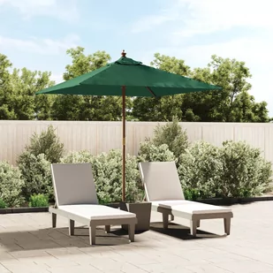 vidaXL Parasol ogrodowy na drewnianym słupku, zielony, 198x198x231 cm - Pawilony ogrodowe - miniaturka - grafika 1