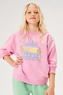 Bluzy dla dziewczynek - Roxy bluza dziecięca MORNING HIKERGA kolor różowy z nadrukiem - miniaturka - grafika 1