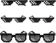 Okulary przeciwsłoneczne - [Pakiet 6 szt.] Okulary przeciwsłoneczne Thug Life, okulary Thuglife dla mężczyzn Kobiety Dzieci Rekwizyty fotograficzne 8-bitowe szkło mozaikowe P... - miniaturka - grafika 1