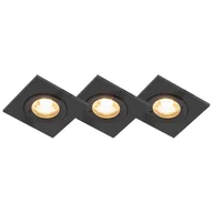 Oprawy, klosze i abażury - QAZQA Zestaw 3 łazienkowych opraw typu downlight w kolorze czarnym IP44 - Xena Square - miniaturka - grafika 1