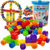 Klocki - KLOCKI PLASTIKOWE DUŻE KOLOROWE KLASYCZNE POCIĄG KONSTRUKCYJNE zestaw z torba XXL 400 elementów - miniaturka - grafika 1