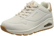 Sneakersy damskie - Skechers Sneakersy damskie Uno, Białe wykończenie Durabuck różowe złoto Duraleather, 38 EU - miniaturka - grafika 1