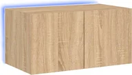 Szafki RTV - vidaXL Ścienna szafka pod telewizor z oświetleniem LED dąb sonoma 60x35x31 cm - miniaturka - grafika 1
