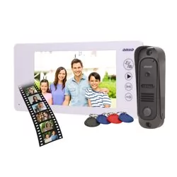 Orno Zestaw wideodomofonowy bezsłuchawkowy, kolor, 7" LCD, pin hole, pamięć, z czytnikiem breloków zbliżeniowych, biały, ARCUS RFID OR-VID-JS-1053/W - Wideodomofony - miniaturka - grafika 1